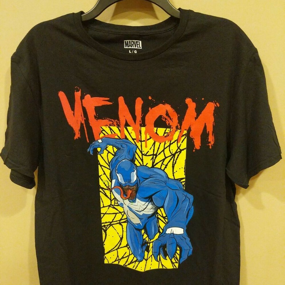 Marvel Venom Classic Comics Black Graphic T-Shirt. Adult Size L